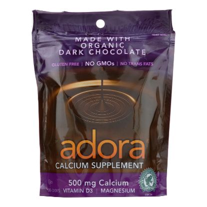 Adora Calcium Supplement Disk - Organic - Dark Chocolate - 30 ct - 1 Case