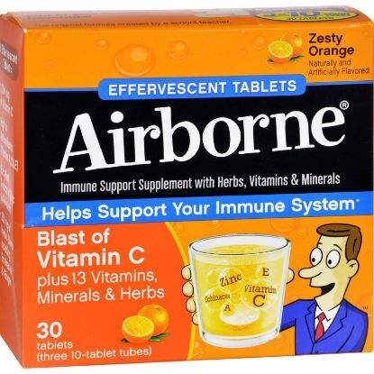 Airborne Effervescent Tablets Vitamn C - Zesty Orange - 10 Tablets - 3 Pack