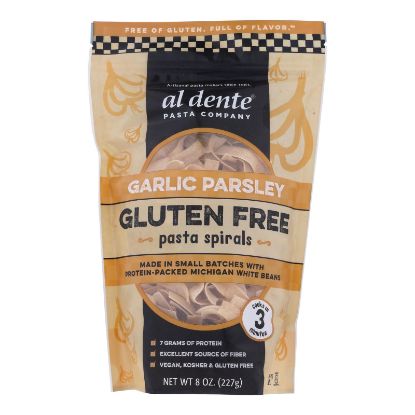 Al Dente - Gluten Free Pasta Spirals - Garlic Parsley - Case of 6 - 8 oz.