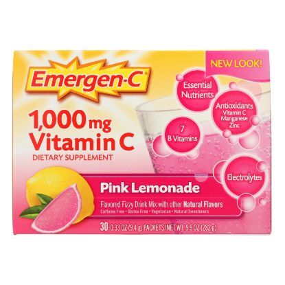 Alacer - Emergen-C Vitamin C Fizzy Drink Mix Pink Lemonade - 1000 mg - 30 Packets