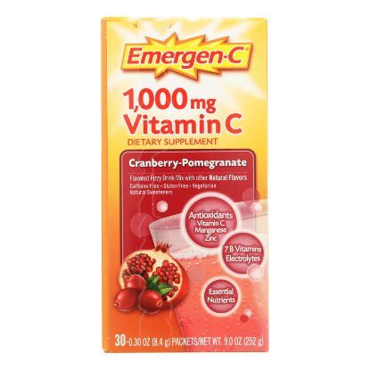 Alacer - Emergen-C Vitamin C Fizzy Drink Mix Cranberry Pomegranate - 1000 mg - 30 Packets