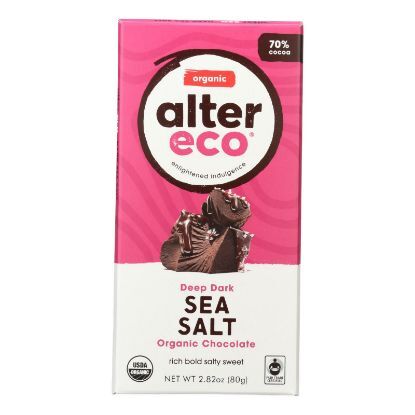 Alter Eco Americas Organic Chocolate Bar - Deep Dark Sea Salt - 2.82 oz Bars - Case of 12