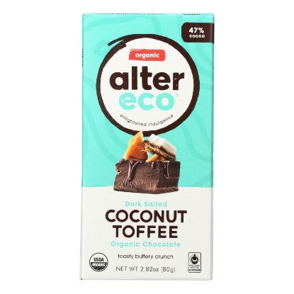 Alter Eco Americas Organic Chocolate Bar - Dark Coconut Toffee - 2.82 oz Bars - Case of 12