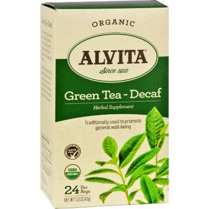 Alvita Organic Green Tea Herbal Supplement - Decaf - 24 Tea Bags