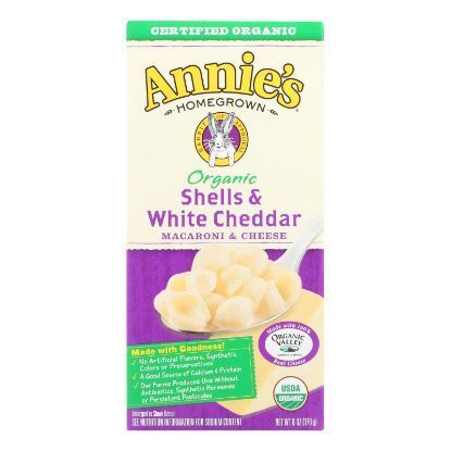 Annie's Homegrown Organic Shells and White Cheddar Macaroni and Cheese - Case of 12 - 6 oz.