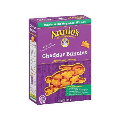 Annie's Homegrown Cheddar Bunnies Baked Snack Crackers - Case of 12 - 7.5 oz.