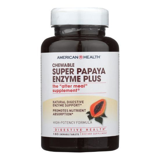 American Health - Super Papaya Enzyme Plus Chewable - 180 Chewable Tablets