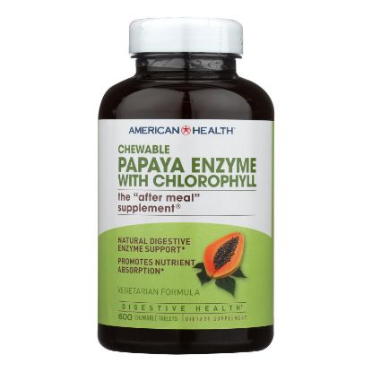 American Health - Papaya Enzyme With Chlorophyll Chewable - 600 Chewable Tablets