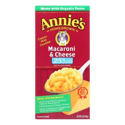 Annie's Homegrown Low Sodium Macaroni and Cheese - Case of 12 - 6 oz.