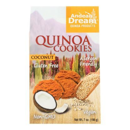Andean Dream Gluten Free Quinoa Cookies Coconut - Case of 6 - 7 oz.