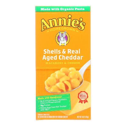 Annies Homegrown Macaroni and Cheese - Organic - Shells and Real Aged Cheddar - 6 oz - case of 12