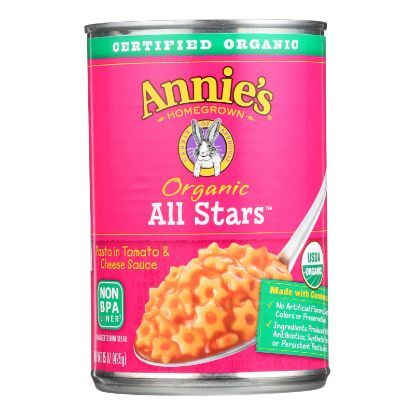Annie's Homegrown Organic All Stars Pasta In Tomato and Cheese Sauce - Case of 12 - 15 oz.