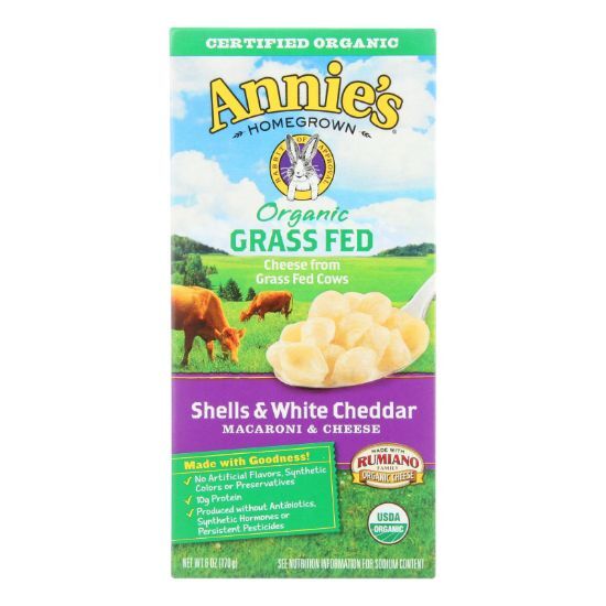 Annies Homegrown Macaroni and Cheese - Organic - Grass Fed - Shells and White Cheddar - 6 oz - case of 12