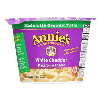 Annie's Homegrown White Cheddar Microwavable Macaroni and Cheese Cup - Case of 12 - 2.01 oz.