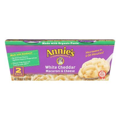 Annie's Homegrown White Cheddar Microwavable Macaroni and Cheese Cup - Case of 6 - 4.02 oz.