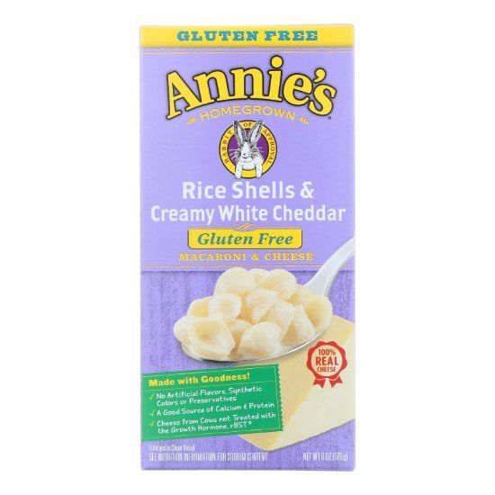 Annies Homegrown Macaroni and Cheese - Rice Shells and Creamy White Cheddar - Gluten Free - 6 oz - case of 12