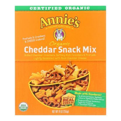 Annie's Homegrown Organic Bunnies Cheddar Snack Mix - Case of 12 - 9 oz.