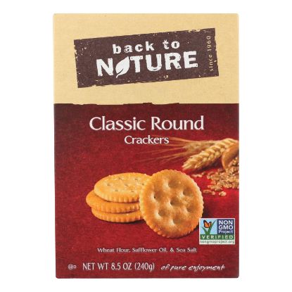 Back To Nature Classic Round Crackers - Safflower Oil and Sea Salt - Case of 6 - 8.5 oz.