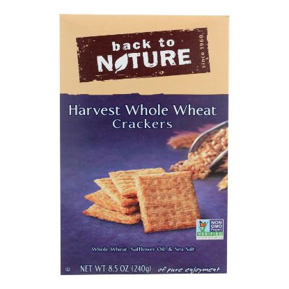 Back To Nature Harvest Whole Wheat Crackers - Whole Wheat Safflower Oil and Sea Salt - Case of 12 - 8.5 oz.