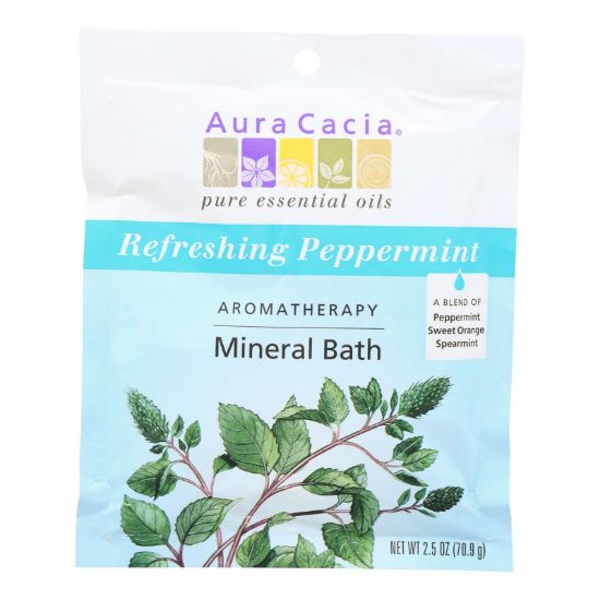 Aura Cacia - Aromatherapy Mineral Bath Peppermint Harvest - 2.5 oz - Case of 6