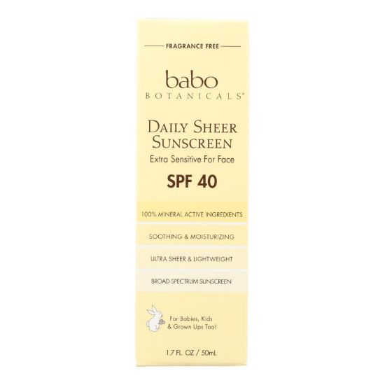 Babo Botanicals Sunscreen: Daily Sheer Mineral SPF 40 - 1.7 oz