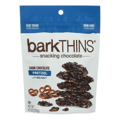 Bark Thins Dark Chocolate - Pretzel with Sea Salt - Case of 12 - 4.7 oz.