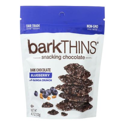 Bark Thins Snacking Dark Chocolate - Blueberry with Quinoa Crunch - Case of 12 - 4.7 oz.