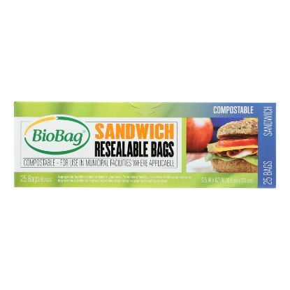 BioBag - Resealable Sandwich Bags - Case of 12 - 25 Count
