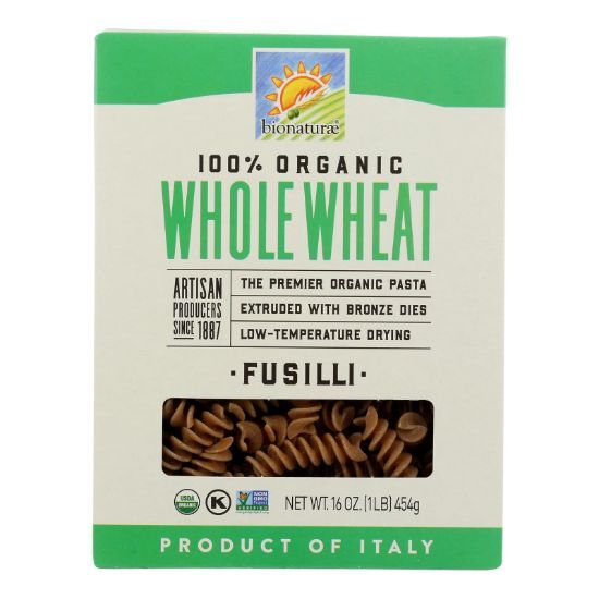 Bionaturae Pasta - Organic - 100 Percent Whole Wheat - Fusilli - 16 oz - case of 12