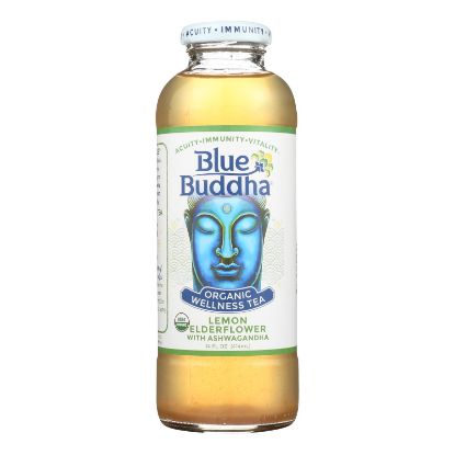 Blue Buddha Organic Wellness Tea - Lemon Elderflower with Ashwagandha - Case of 12 - 14 oz.