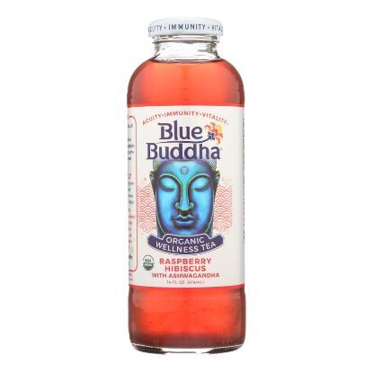 Blue Buddha - Organic Wellness Tea - Raspberry Hibiscus with Ashwagandha - Case of 12 - 14 oz.