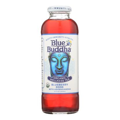 Blue Buddha Organic Wellness Tea - Blueberry Rose with Ashwagandha - Case of 12 - 14 oz.