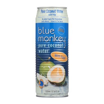 Blue Monkey Coconuts Gone Wild Coconut Water - Natural, with Pulp - Case of 24 - 17.6 oz.