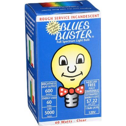 Blues Buster Light Bulb - Full Spectrum - Clear - 60 Watt Bulb - 1 Count