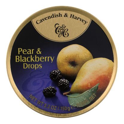 Cavendish and Harvey Fruit Drops Tin - Pear and Blackberry - 5.3 oz - Case of 12