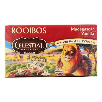 Celestial Seasonings Red Tea Caffeine Free Madagascar Vanilla - 20 Tea Bags - Case of 6