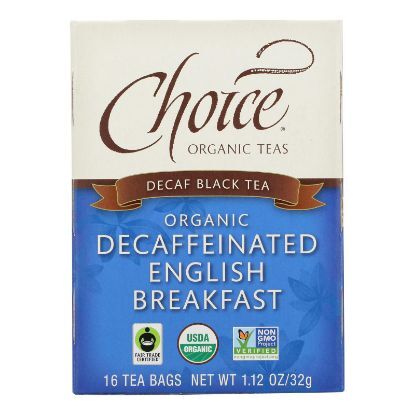 Choice Organic Black Tea - Decaffeinated English Breakfast - Case of 6 - 16 Bags