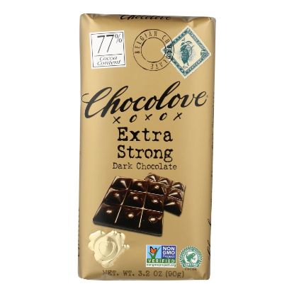 Chocolove Xoxox - Premium Chocolate Bar - Dark Chocolate - Extra Strong - 3.2 oz Bars - Case of 12