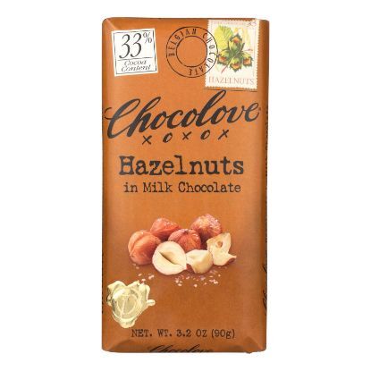 Chocolove Xoxox - Premium Chocolate Bar - Milk Chocolate - Hazelnuts - 3.2 oz Bars - Case of 12