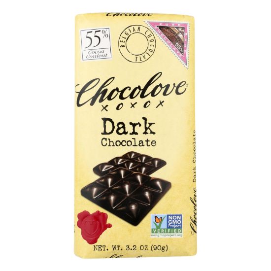 Chocolove Xoxox - Premium Chocolate Bar - Dark Chocolate - Pure - 3.2 oz Bars - Case of 12