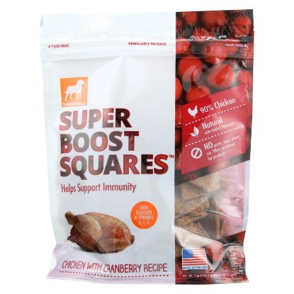 Dogswell Dog Treats - Super Boost Squares - Immunity - Chicken with Cranberry - 5 oz - case of 12