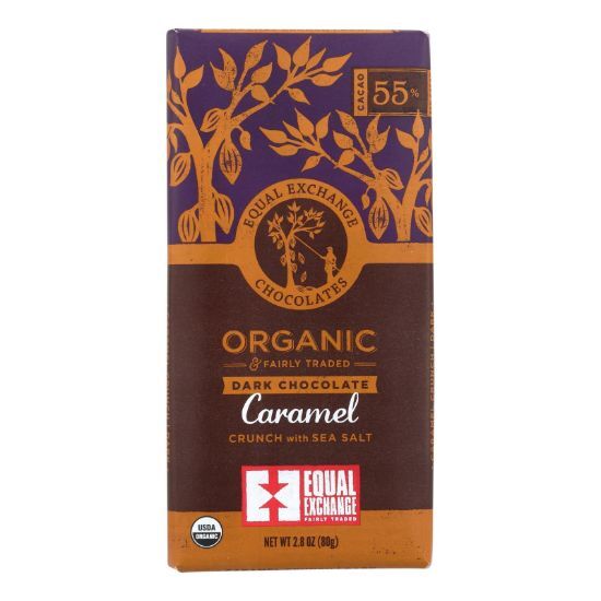 Equal Exchange Organic Milk Chocolate Bar - Caramel Crunch with Sea Salt - Case of 12 - 2.8 oz.