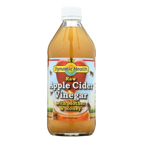 Dynamic Health Apple Cider Vinegar - with the Mother and Natural Honey - Glass Bottle - 16 oz