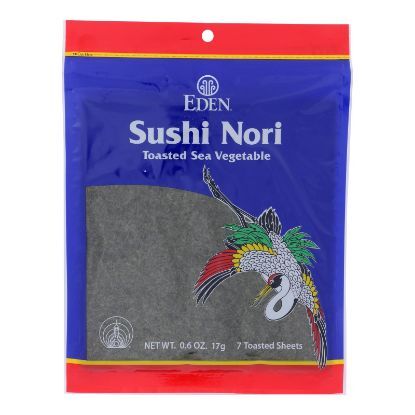 Eden Foods Sushi Nori - Cultivated - Toasted - .6 oz - Case of 6