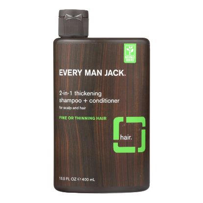 Every Man Jack 2 in 1 Shampoo plus Conditioner - Thickening - Scalp and Hair - Fine or Thinning Hair - 13.5 oz