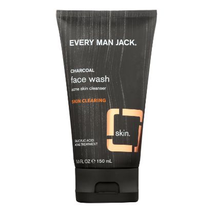 Squeeze Bottle of Every Man Jack Face Wash: Charcoal-Infused Skin Clearing Solution, Fragrance-Free, 5 oz