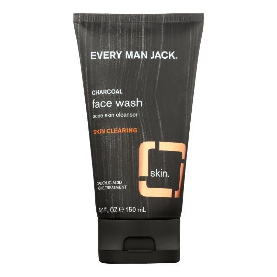 Squeeze Bottle of Every Man Jack Face Wash: Charcoal-Infused Skin Clearing Solution, Fragrance-Free, 5 oz