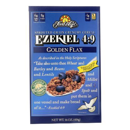 Food For Life Baking Co. Cereal - Organic - Ezekiel 4-9 - Sprouted Whole Grain - Golden Flax - 16 oz - case of 6
