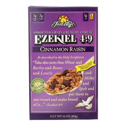 Food For Life Baking Co. Cereal - Organic - Ezekiel 4-9 - Sprouted Whole Grain - Cinnamon Raisin - 16 oz - case of 6
