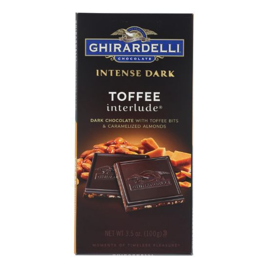 Ghirardelli Intense Dark Chocolate Toffee Interlude Bar - Case of 12 - 3.5 oz.
